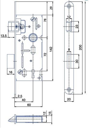 Zadlabací zámek K 104 P/L